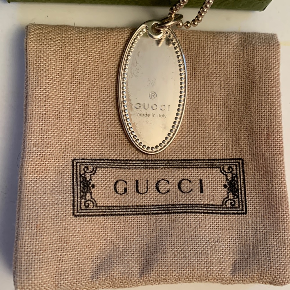 Gucci Sterling Silver Monogram Pendant New Excellent Condition
